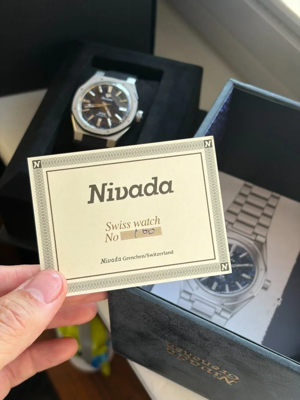 Nivada Grenchen F77 MK 1 Dark Blue Aventurine Automatic Steel 37mm - 68010A77